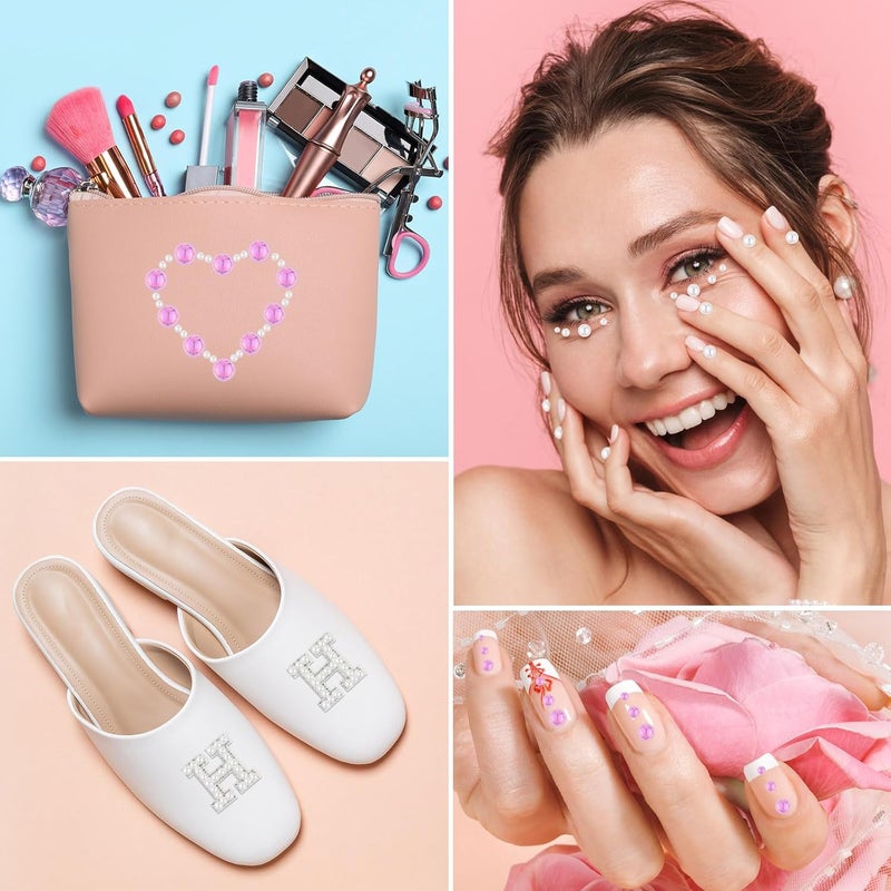 ASTARON 50g Mix Flatback Rhinestones Half Pearls for Crafts Mixed Size 3mm-10mm Flat Back Rhinestones for Crafts Flatback Pearls for Decorating Tumblers Mugs Nail Art Shoes (Pink Purple Series) - Image 5